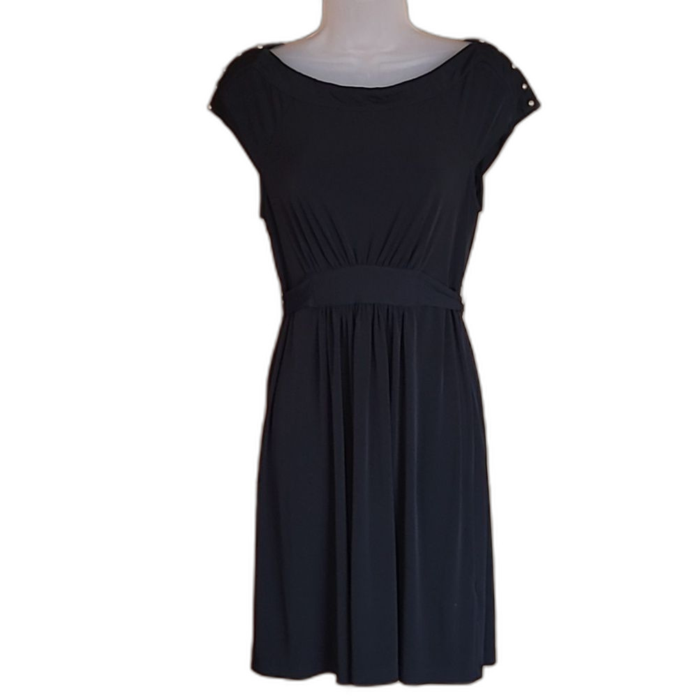 NY & Co. Mini Cocktail Evening Dress A-line Empire Waist Boat Neck Short Sleeve